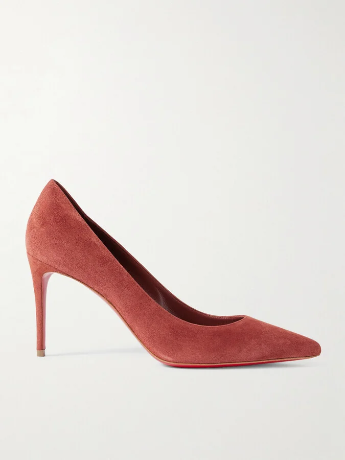Christian Louboutin - Kate 85 Suede Point-toe Pumps - Red