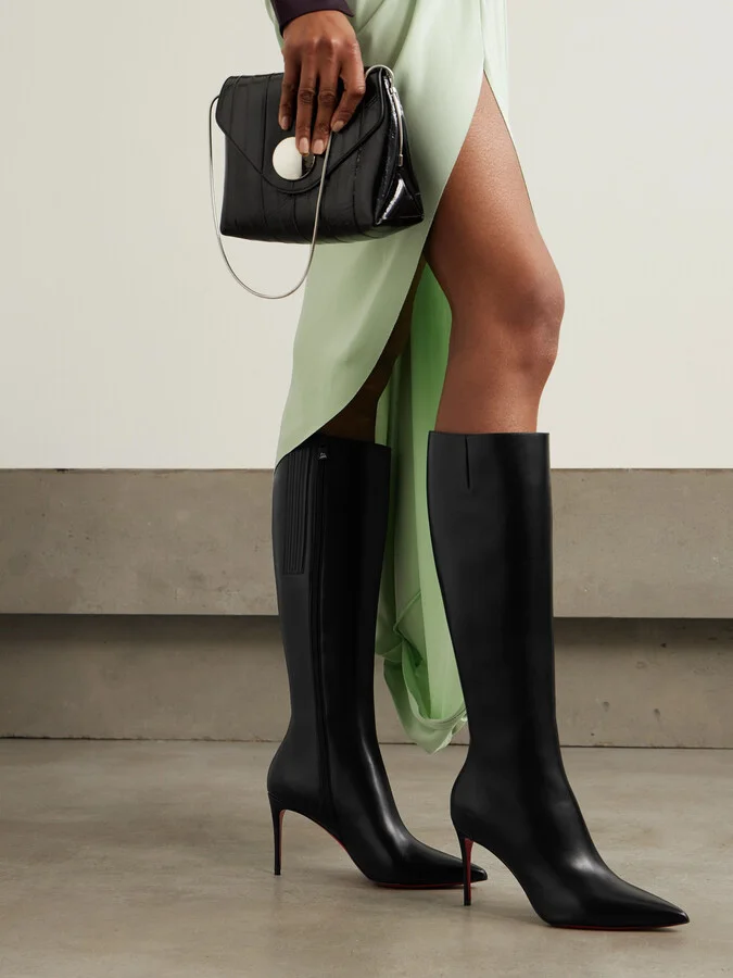Christian Louboutin - Kate Botta 85 Leather Knee Boots - Black - Image 2