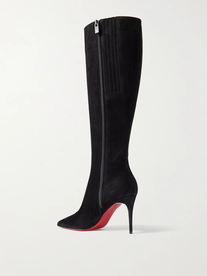 Christian Louboutin - Kate Botta 85 Suede Knee Boots - Black - Image 3