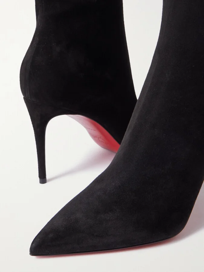 Christian Louboutin - Kate Botta 85 Suede Knee Boots - Black - Image 4