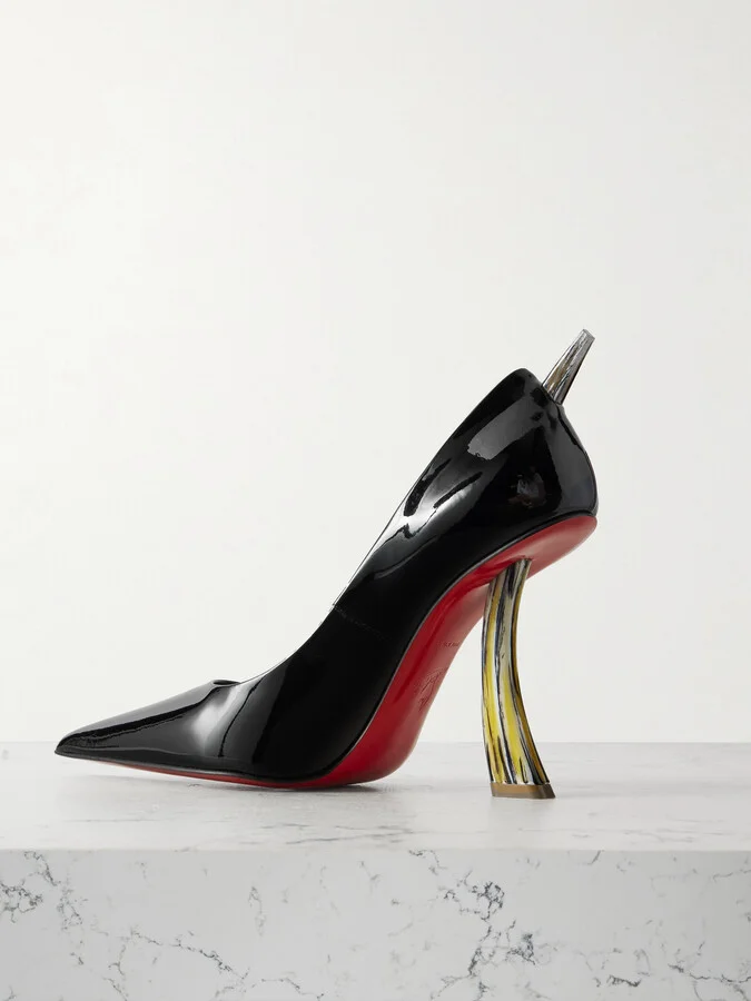 Christian Louboutin - Kate Clawmax 100 Spiked Patent-leather Pumps - Black - Image 3