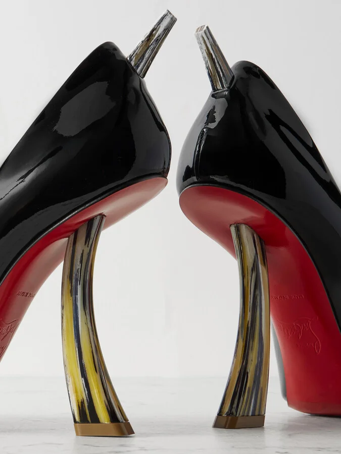 Christian Louboutin - Kate Clawmax 100 Spiked Patent-leather Pumps - Black - Image 4