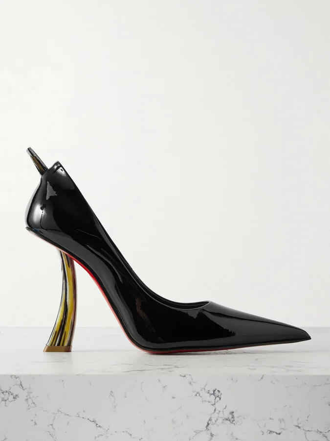Christian Louboutin - Kate Clawmax 100 Spiked Patent-leather Pumps - Black