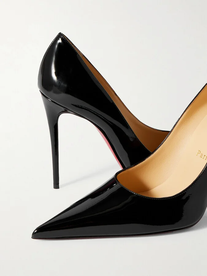 Christian Louboutin - Kate Max 100 Patent-leather Pumps - Black - Image 4