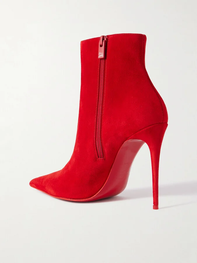 Christian Louboutin - Kate Max 100 Suede Ankle Boots - Red - Image 3