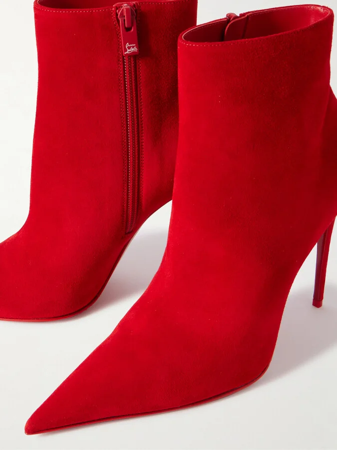 Christian Louboutin - Kate Max 100 Suede Ankle Boots - Red - Image 4