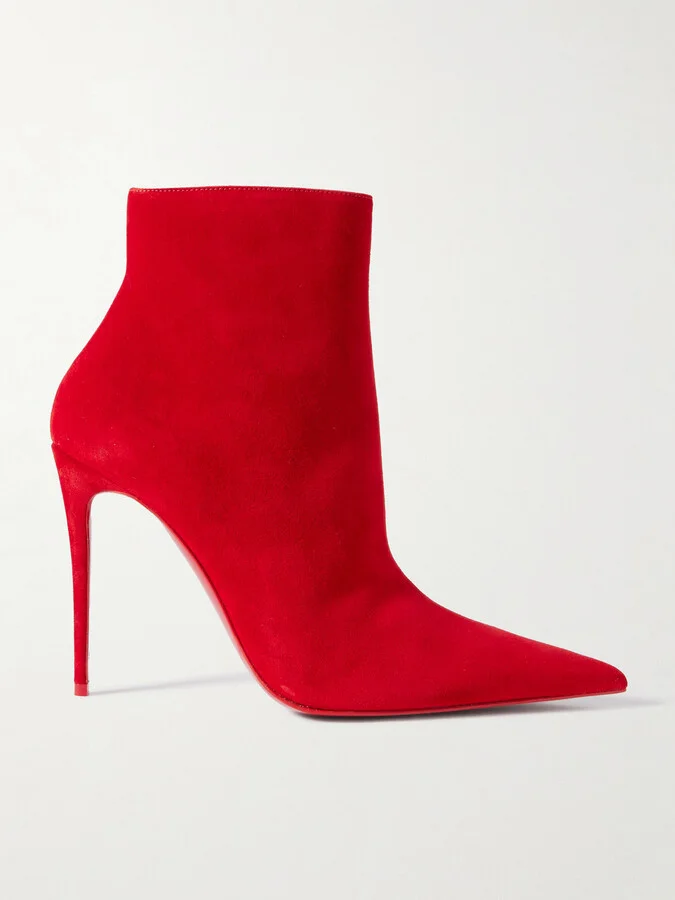 Christian Louboutin - Kate Max 100 Suede Ankle Boots - Red