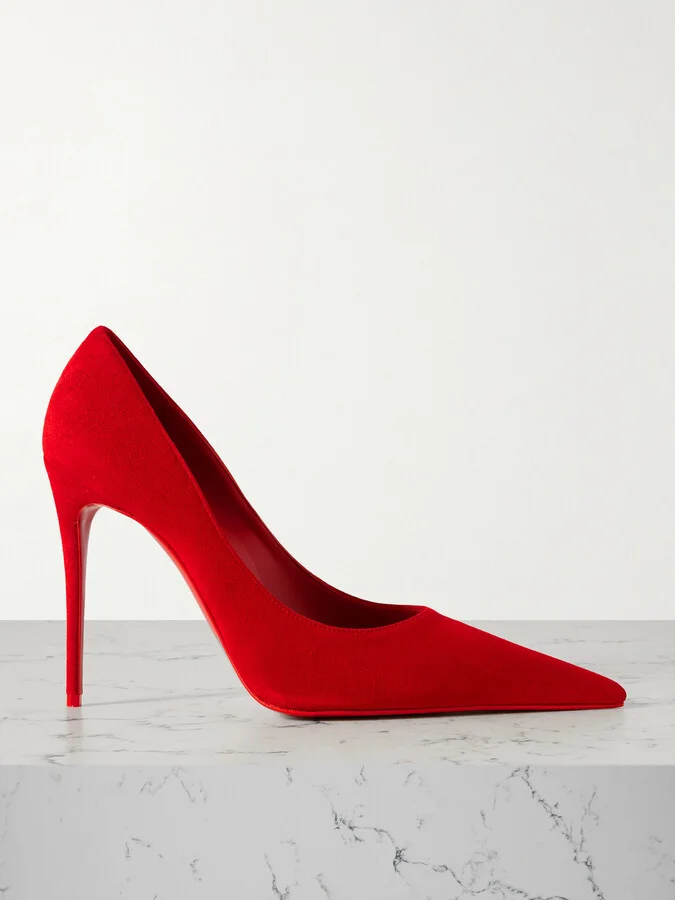 Christian Louboutin - Kate Max 100 Suede Point-toe Pumps - Red