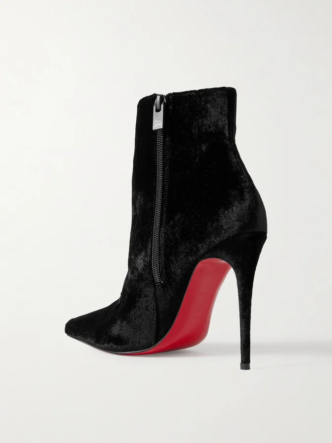 Christian Louboutin - Kate Max 100 Velvet Ankle Boots - Black - Image 3