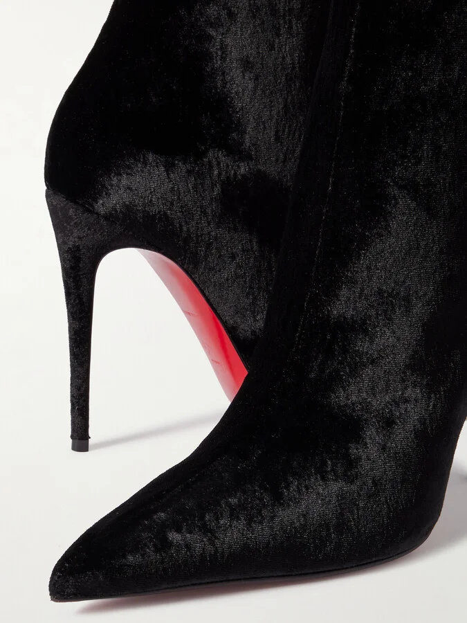 Christian Louboutin - Kate Max 100 Velvet Ankle Boots - Black - Image 4