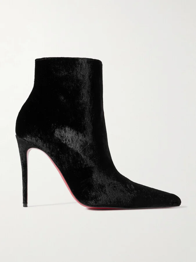 Christian Louboutin - Kate Max 100 Velvet Ankle Boots - Black