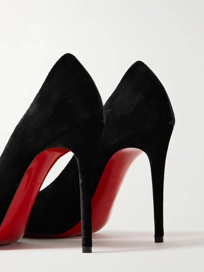 Christian Louboutin - Kate Max 100 Velvet Pumps - Black - Image 4
