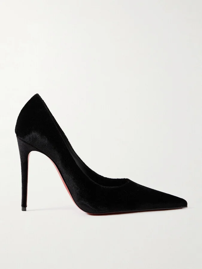 Christian Louboutin - Kate Max 100 Velvet Pumps - Black