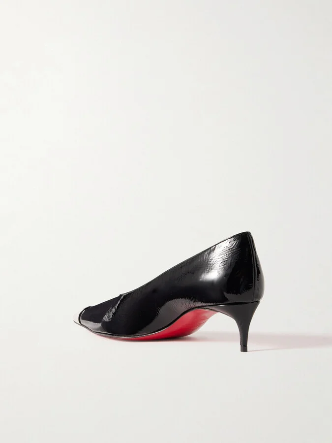 Christian Louboutin - Katissima 45 Embellished Patent-leather Point-toe Pumps - Black - Image 3