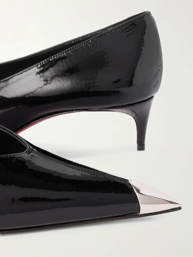 Christian Louboutin - Katissima 45 Embellished Patent-leather Point-toe Pumps - Black - Image 4