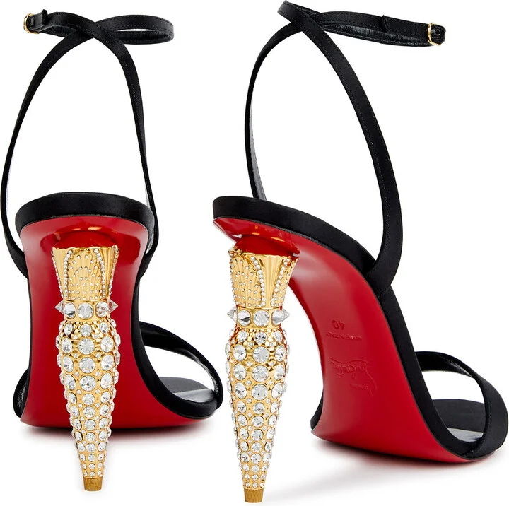 Christian Louboutin Lipstrass Queen 100 Satin Sandals - Image 3