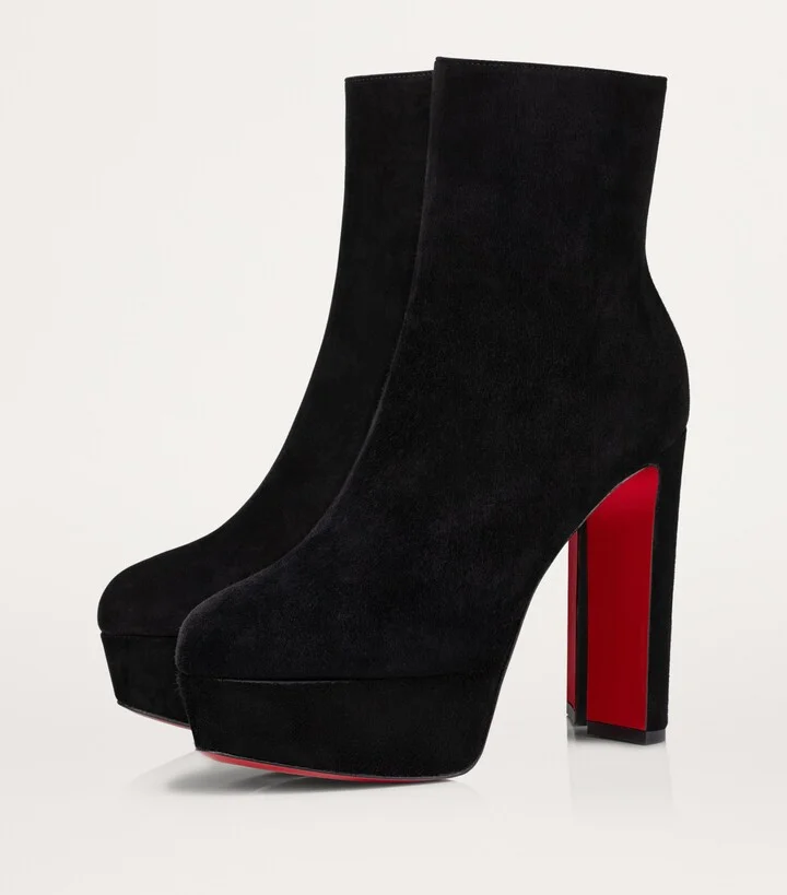 Christian Louboutin Loo Booty Suede Platform Boots 130 - Image 3