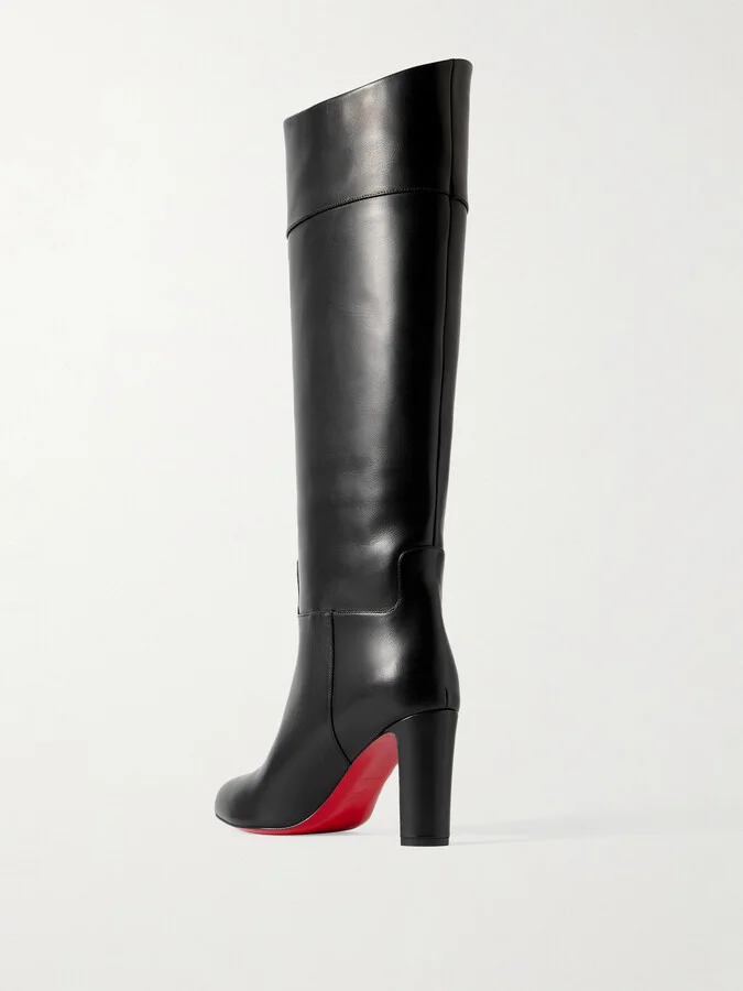 Christian Louboutin - Loo Botta 85 Leather Knee Boots - Black - Image 3