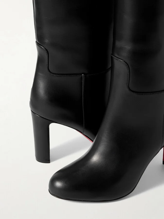 Christian Louboutin - Loo Botta 85 Leather Knee Boots - Black - Image 4