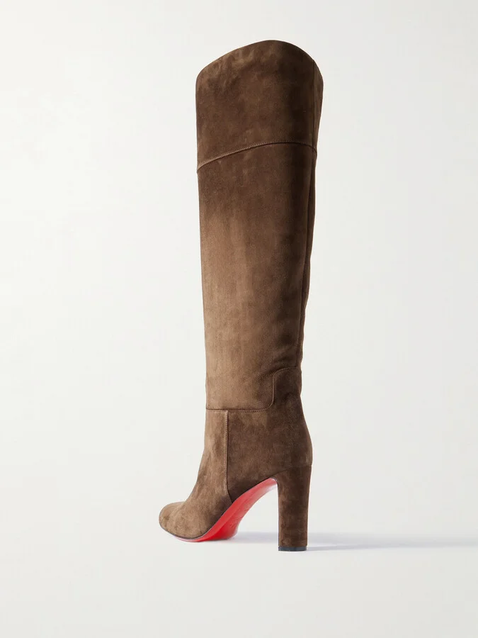 Christian Louboutin - Loo Botta 85 Suede Knee Boots - Brown - Image 3
