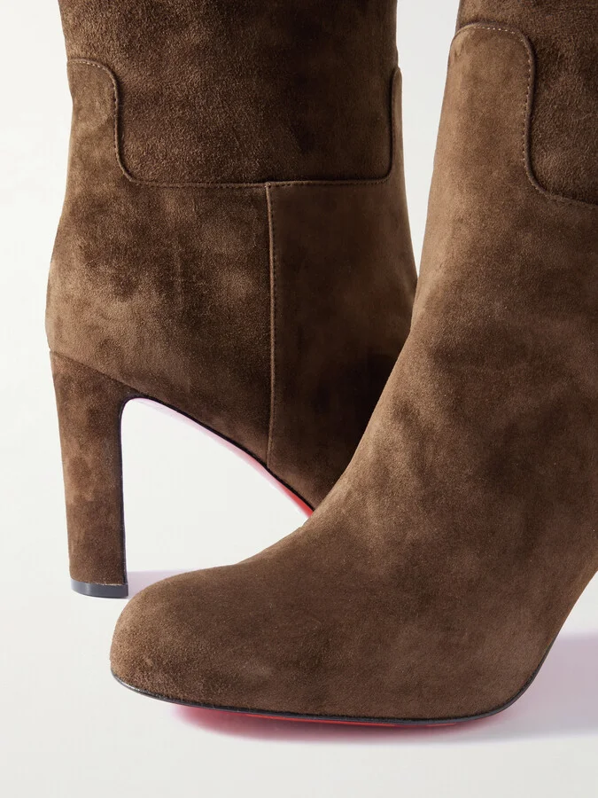 Christian Louboutin - Loo Botta 85 Suede Knee Boots - Brown - Image 4