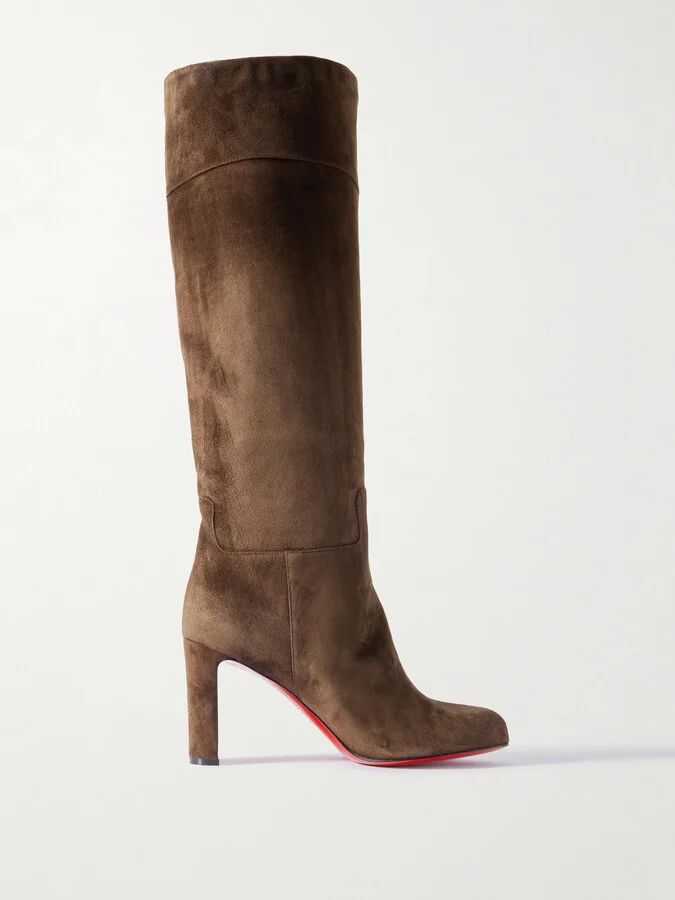 Christian Louboutin - Loo Botta 85 Suede Knee Boots - Brown