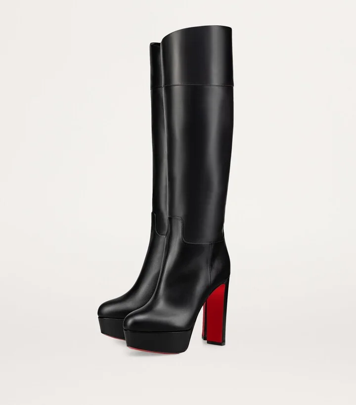 Christian Louboutin Loo Botta Alta Leather Knee-High Boots 130 - Image 3