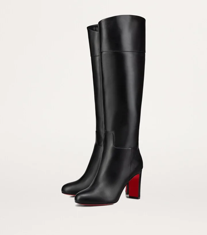 Christian Louboutin Loo Botta Leather Knee-High Boots 85 - Image 4