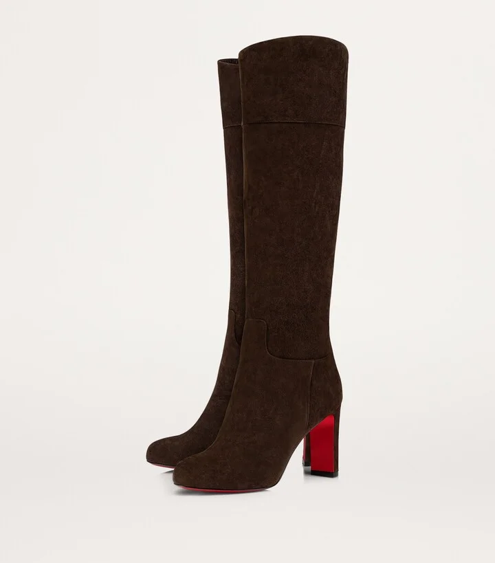 Christian Louboutin Loo Botta Suede Knee-High Boots 85 - Image 4
