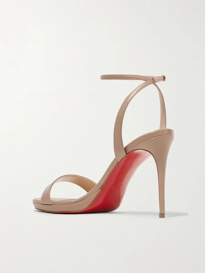 Christian Louboutin - Loubi Queen 100 Leather Sandals - Neutrals - Image 3
