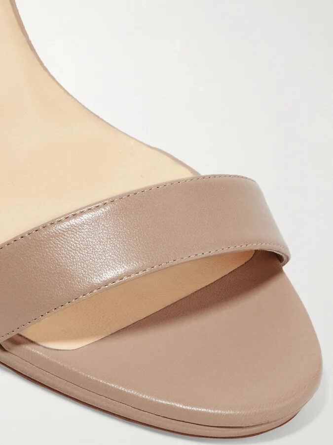 Christian Louboutin - Loubi Queen 100 Leather Sandals - Neutrals - Image 4