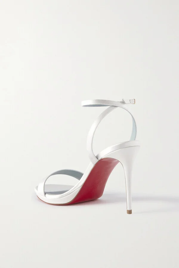 Christian Louboutin - Loubi Queen 100 Satin Sandals - White - Image 3