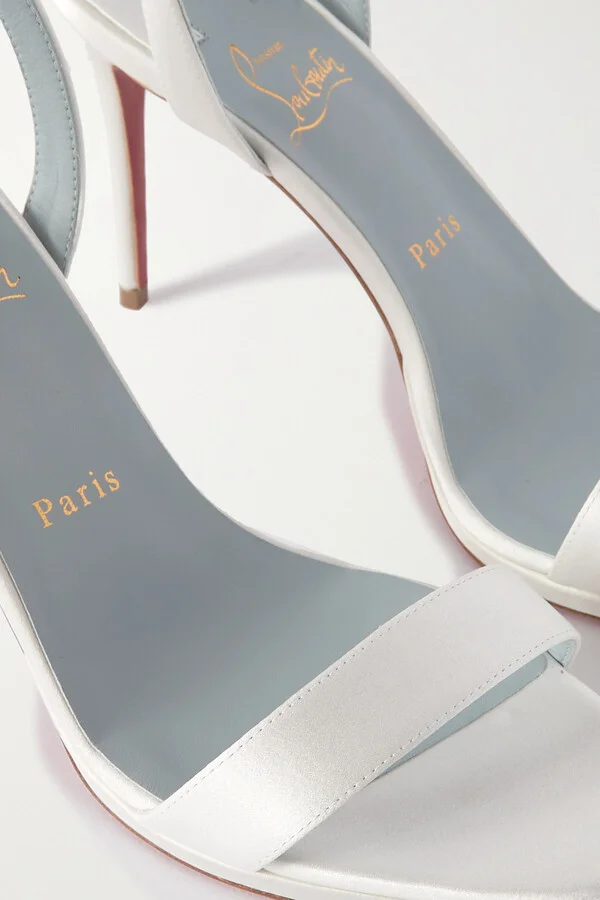 Christian Louboutin - Loubi Queen 100 Satin Sandals - White - Image 4