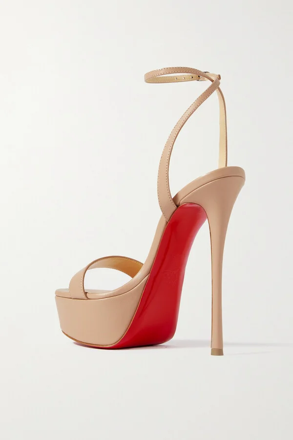 Christian Louboutin - Loubi Queen Alta 150 Leather Platform Pumps - Neutrals - Image 3