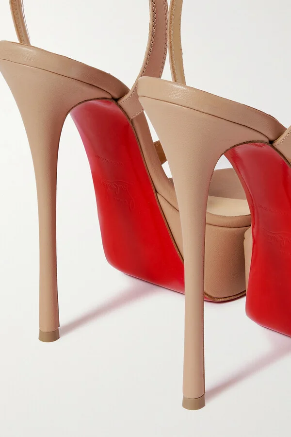Christian Louboutin - Loubi Queen Alta 150 Leather Platform Pumps - Neutrals - Image 4