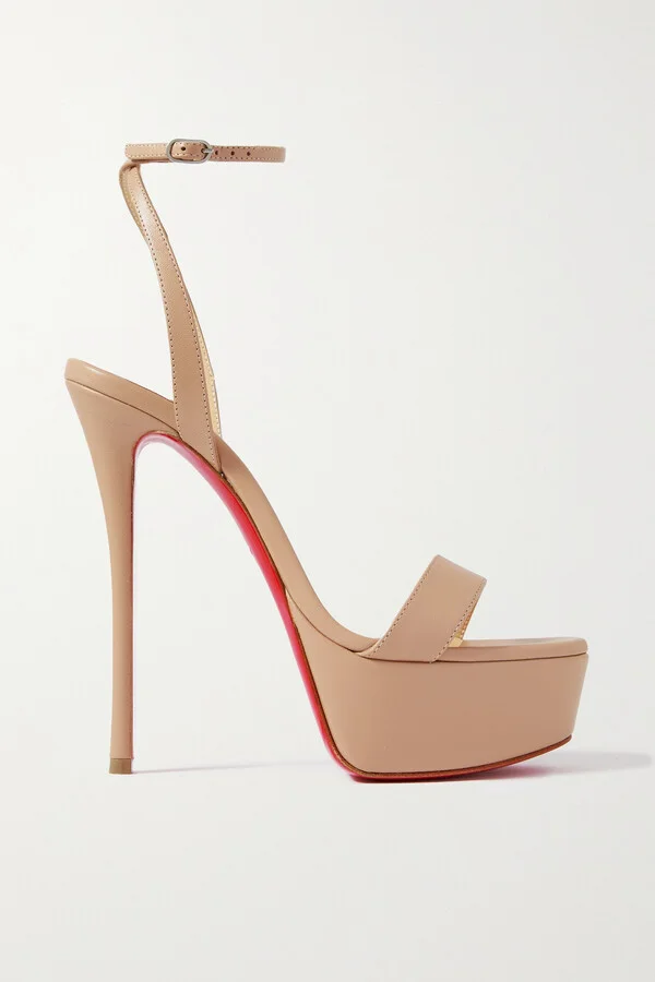 Christian Louboutin - Loubi Queen Alta 150 Leather Platform Pumps - Neutrals