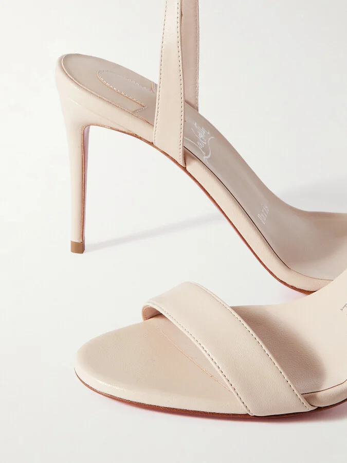 Christian Louboutin - Loubigirl 85 Leather Sandals - Neutrals - Image 4