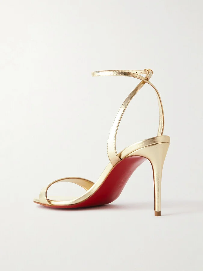 Christian Louboutin - Loubigirl 85 Metallic Leather Sandals - Gold - Image 3