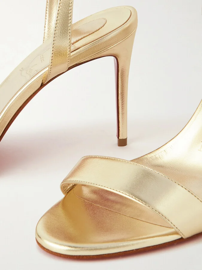 Christian Louboutin - Loubigirl 85 Metallic Leather Sandals - Gold - Image 4