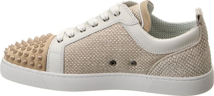 Christian Louboutin Louis Junior Spikes Orlato Linen & Suede Sneaker - Image 2