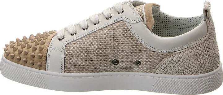 Christian Louboutin Louis Junior Spikes Orlato Linen & Suede Sneaker - Image 2