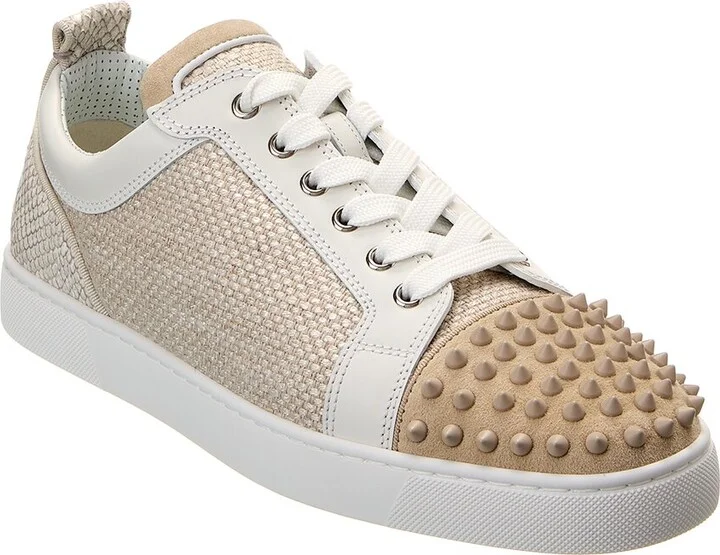 Christian Louboutin Louis Junior Spikes Orlato Linen & Suede Sneaker