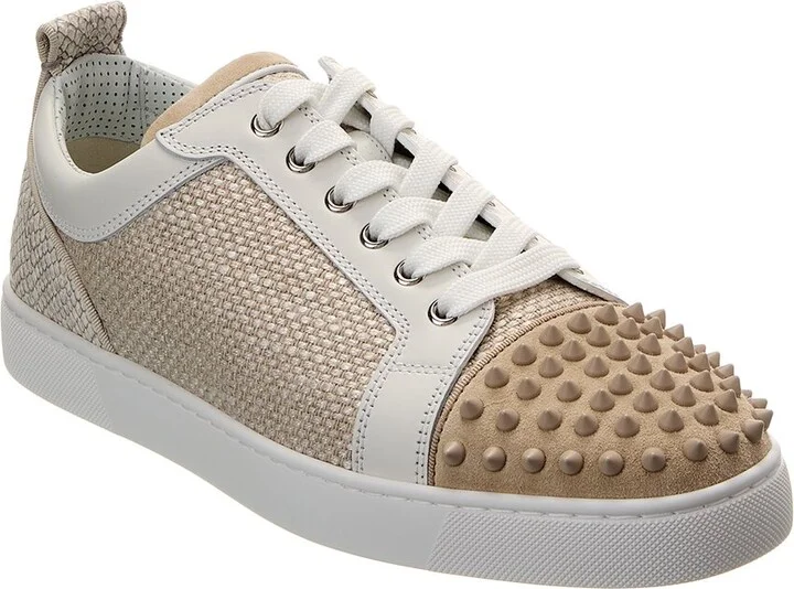 Christian Louboutin Louis Junior Spikes Orlato Linen & Suede Sneaker