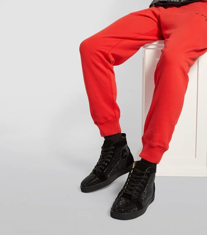 Christian Louboutin Louis Strass High-Top Suede Sneakers - Image 2