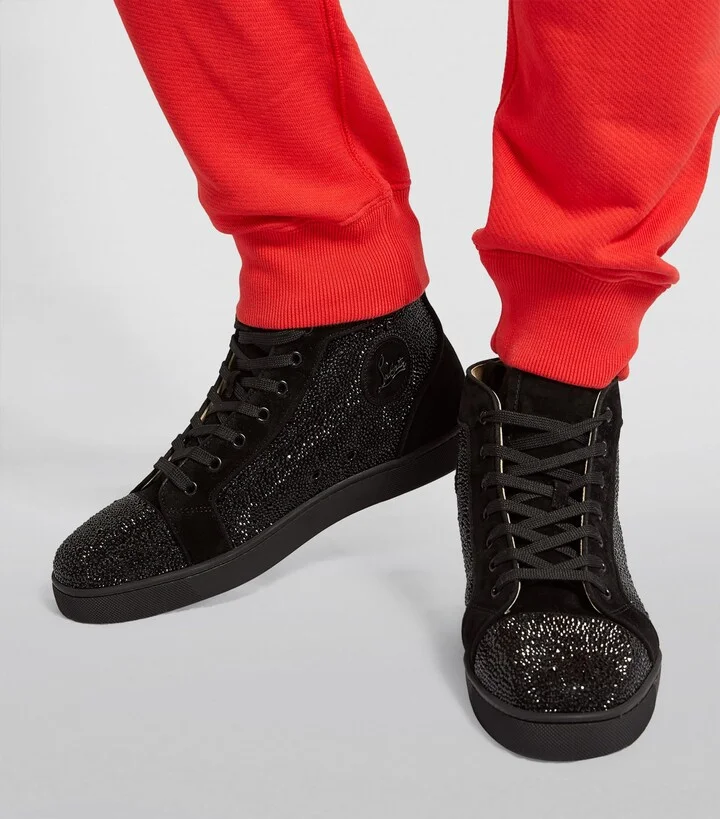 Christian Louboutin Louis Strass High-Top Suede Sneakers - Image 3