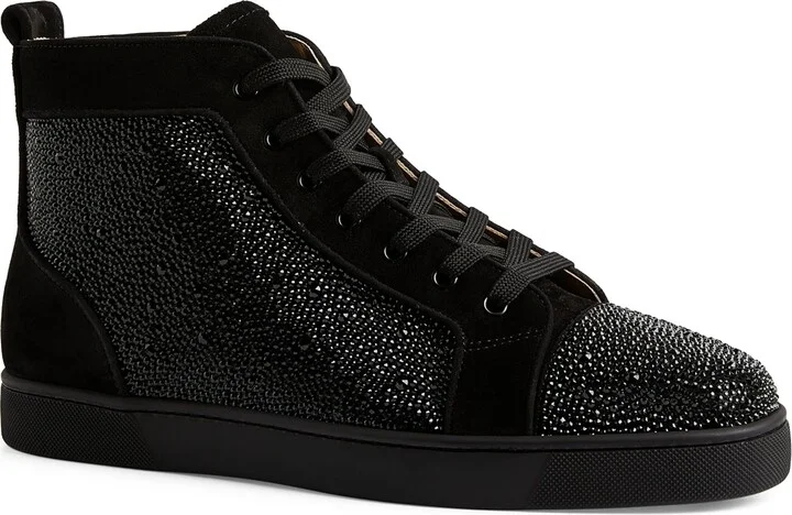 Christian Louboutin Louis Strass High-Top Suede Sneakers