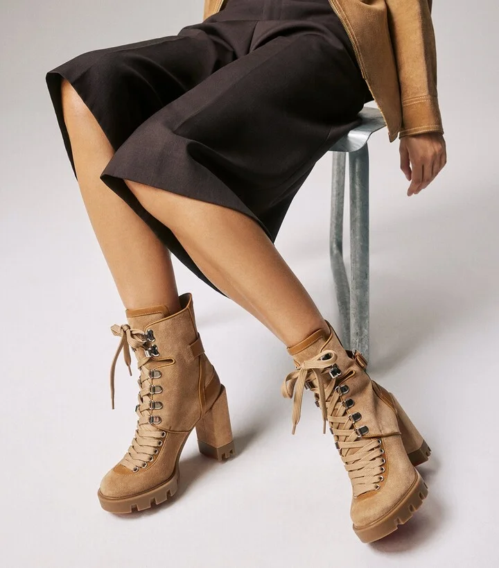 Christian Louboutin Macademia Suede Lace-Up Boots 100 - Image 2