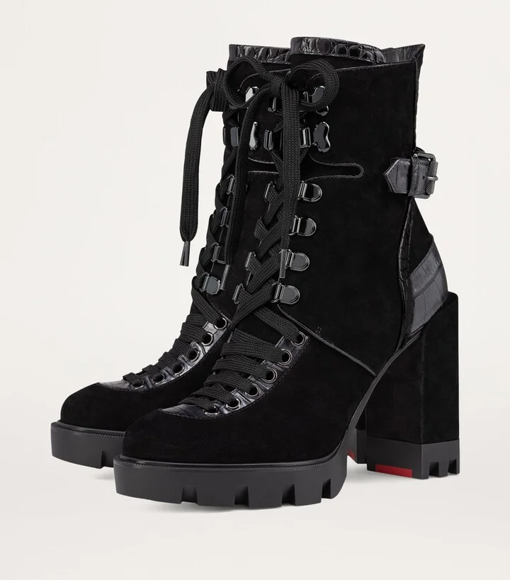 Christian Louboutin Macademia Suede Lace-Up Boots 100 - Image 3