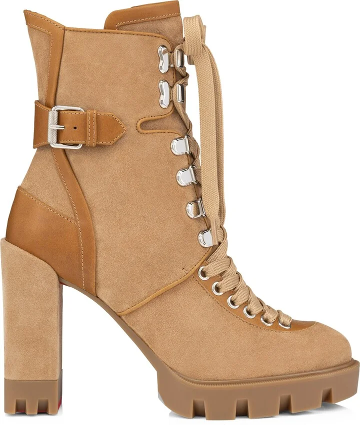 Christian Louboutin Macademia Suede Lace-Up Boots 100
