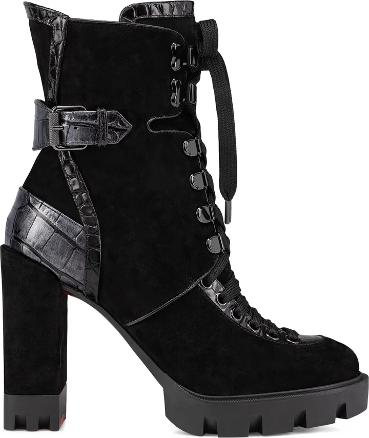 Christian Louboutin Macademia Suede Lace-Up Boots 100